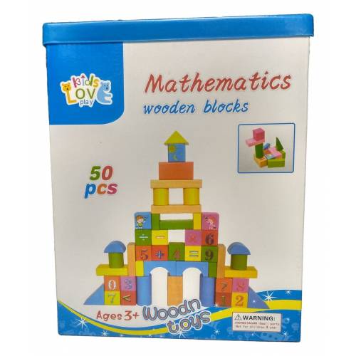 Drewniane klocki edukacyjne matematyczne 48 elementów